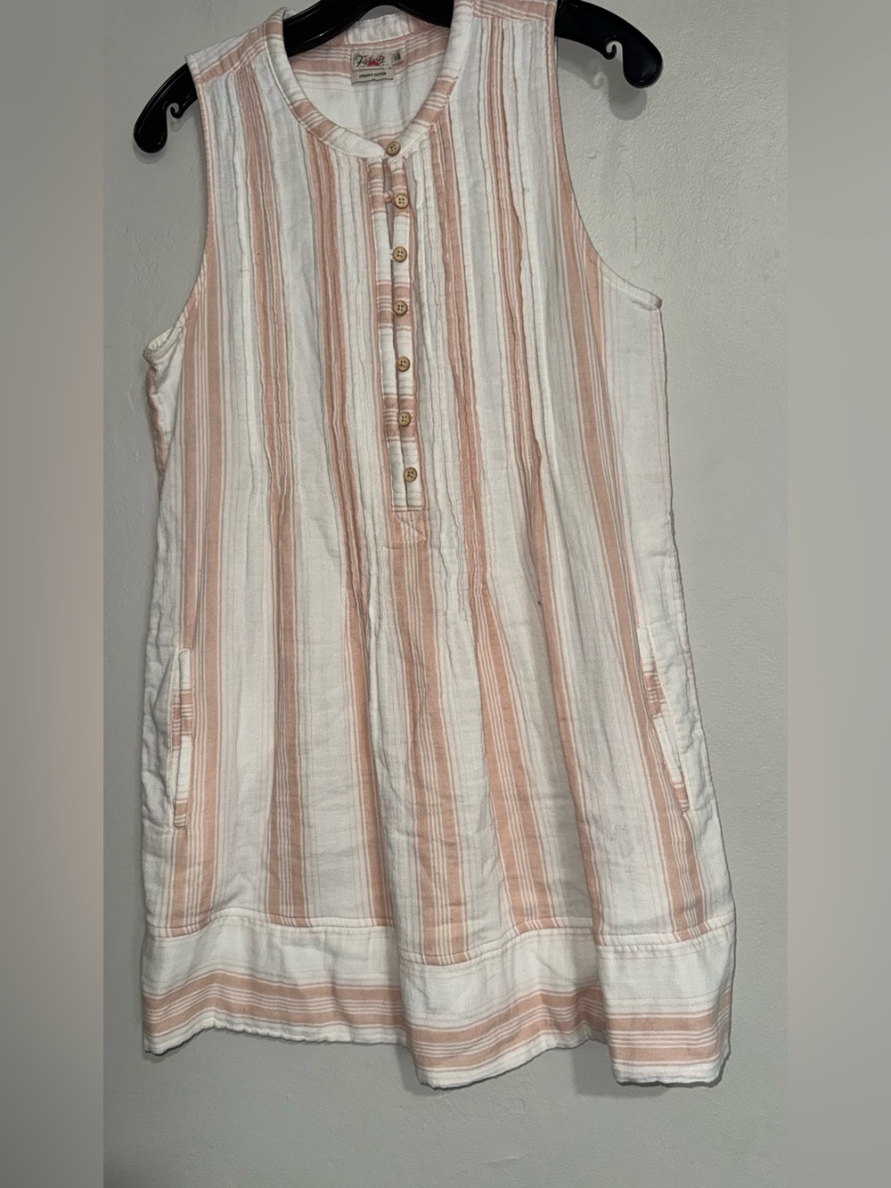 Faherty Cream and Blush Striped Sleeveless Mini Dress - Picture 10 of 14